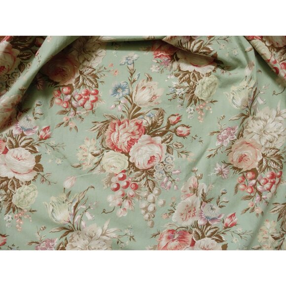 Vtg 80s 90s Ralph Lauren Dusty Green Floral Print Wrap Top + Midi Skirt Set XS 2 - Picture 7 of 8